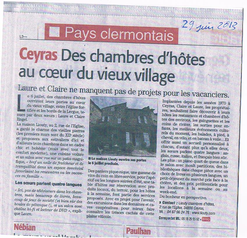 Midi Libre article 29th June 2013